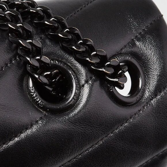 Yves Saint Laurent Black Chevron Quilted Leather Medium LouLou Bag - Picture 12 of 12